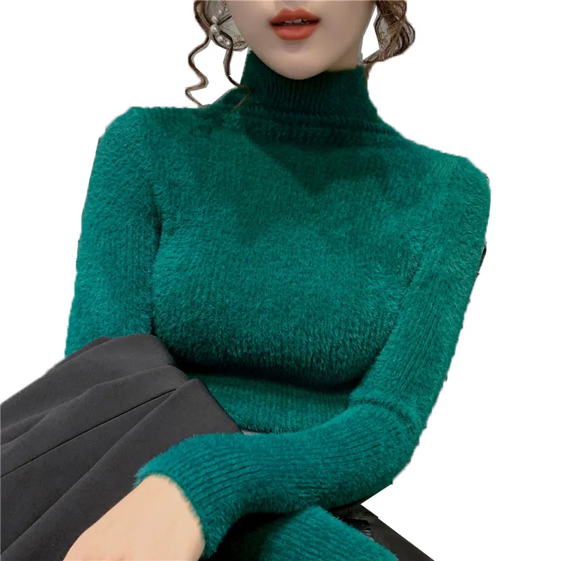 Turtleneck Women Knit Sweater Pullover 2020 New Winter Imitation Mink Velvet Green Elasticity Slim Ladies Sweater Primer Shirt
Turtleneck Women Knit Sweater Pullover 2020 New Winter Imitation Mink Velvet Green Elasticity Slim Ladies Sweater Primer Shirt