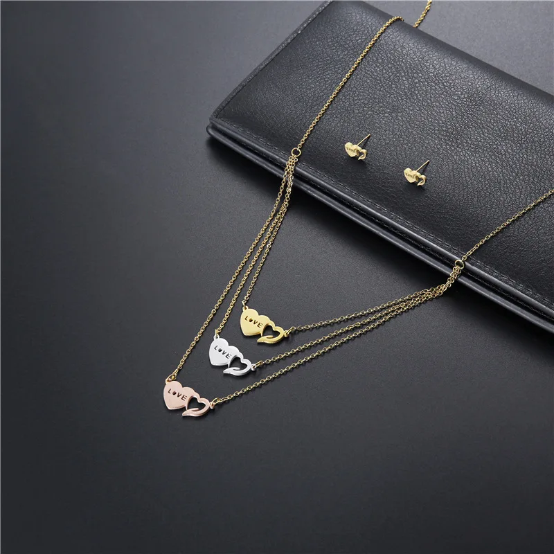 Stainless Steel Colorful Love Letters Necklaces Sets Exquisite For Women Girl Love Heart Three-Tier Chain Earrings Jewelry Gift
Stainless Steel Colorful Love Letters Necklaces Sets Exquisite For Women Girl Love Heart Three-Tier Chain Earrings Jewelry Gift