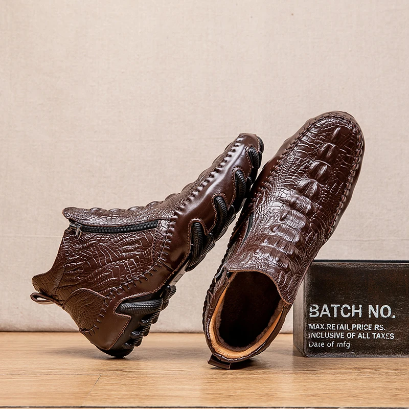 Crocodile Pattern Men's Leather Shoes British Medium Top Men's Short Boots Leather Large Zapatos De Hombre Winter Warm Male Boot
Crocodile Pattern Men's Leather Shoes British Medium Top Men's Short Boots Leather Large Zapatos De Hombre Winter Warm Male Boot