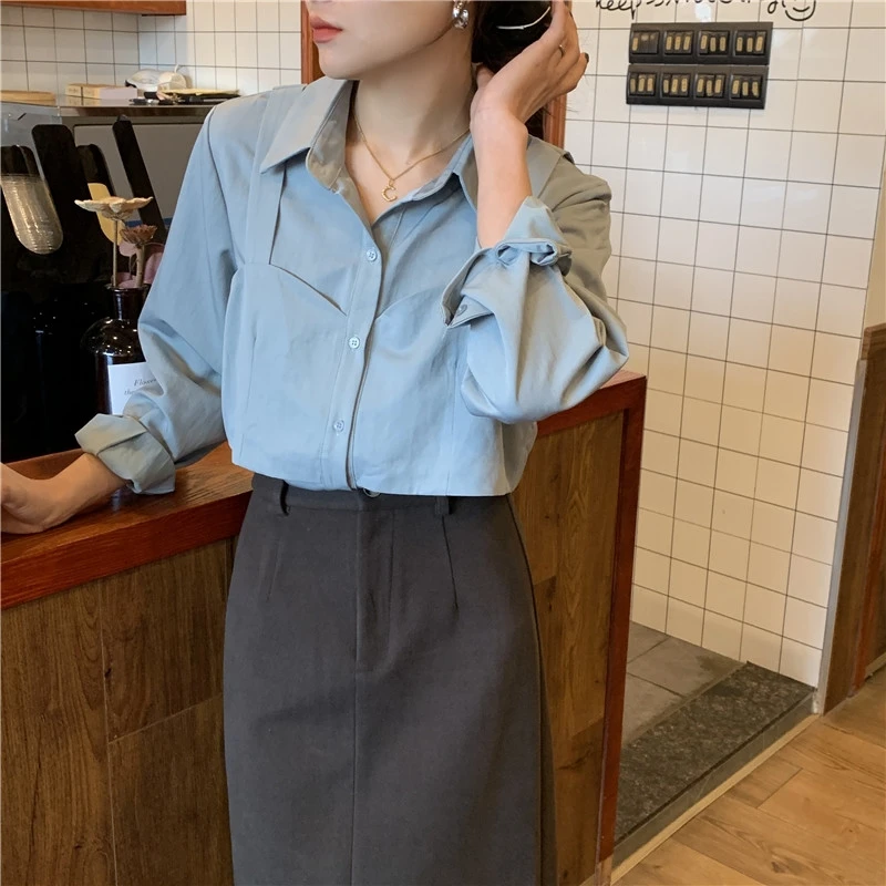 Women Blouse Shirts Solid 2021 Spring Autumn Oversized Elegant Fake Two Pieces Korean Style Office Lady Wild Tops
Women Blouse Shirts Solid 2021 Spring Autumn Oversized Elegant Fake Two Pieces Korean Style Office Lady Wild Tops