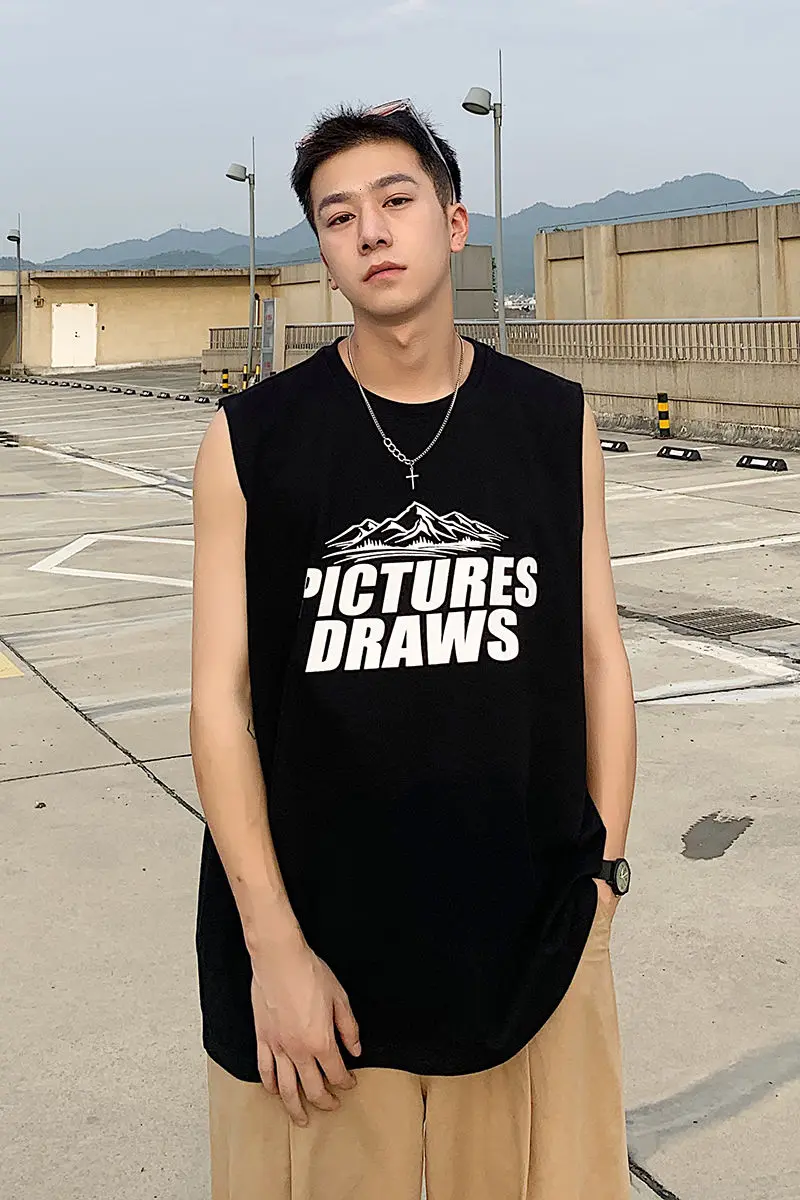 Sleeveless Vest Men's Printed Letter Bottoming Shirt Mid-length All-match T-shirt Summer Male Clothes O-neck Loose Tops 4 Colors
Sleeveless Vest Men's Printed Letter Bottoming Shirt Mid-length All-match T-shirt Summer Male Clothes O-neck Loose Tops 4 Colors