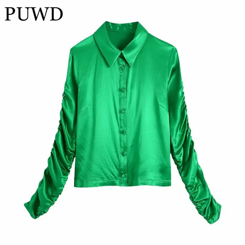PUWD Casual Women Turn-down Collar Slim Blouse 2021 Autumn Fashion Ladies High Street Vintage Shirt Female Solid Color Shirt
PUWD Casual Women Turn-down Collar Slim Blouse 2021 Autumn Fashion Ladies High Street Vintage Shirt Female Solid Color Shirt