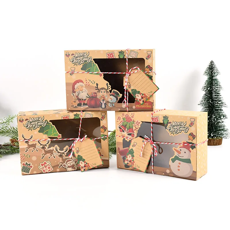 3Pcs Christmas Kraft Paper Box Transparent Window Cookie Candy Gift Boxes DIY Xmas Gift Packaging Box With Label Greeting Card
3Pcs Christmas Kraft Paper Box Transparent Window Cookie Candy Gift Boxes DIY Xmas Gift Packaging Box With Label Greeting Card