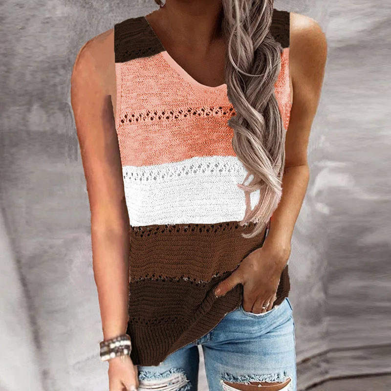 Women Tank Tops Sleeveless Summer V-Neck Patchwork Casual Loose Blouse Hollow Out Streetwear Off Shoulder Plus Size Women Shirt
Women Tank Tops Sleeveless Summer V-Neck Patchwork Casual Loose Blouse Hollow Out Streetwear Off Shoulder Plus Size Women Shirt