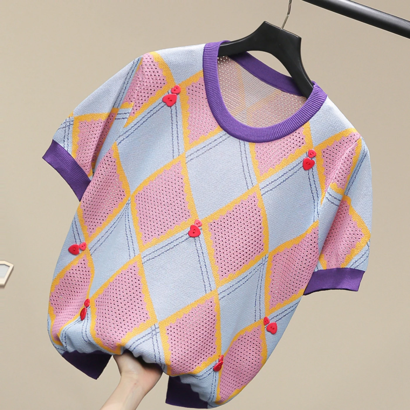 Geometric Patchwork Hollow Out O-Neck Knitted Sweater Women 2021 Summer Short Sleeve Tops Fashion Pullover
Geometric Patchwork Hollow Out O-Neck Knitted Sweater Women 2021 Summer Short Sleeve Tops Fashion Pullover