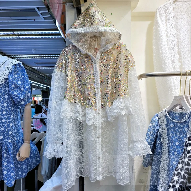 Дизайнерский летний длинный кардиган с блестками, женский модный Повседневный солнцезащитный кардиган с вязаным крючком кружевом и капюшо...
Дизайнерский летний длинный кардиган с блестками, женский модный Повседневный солнцезащитный кардиган с вязаным крючком кружевом и капюшо...