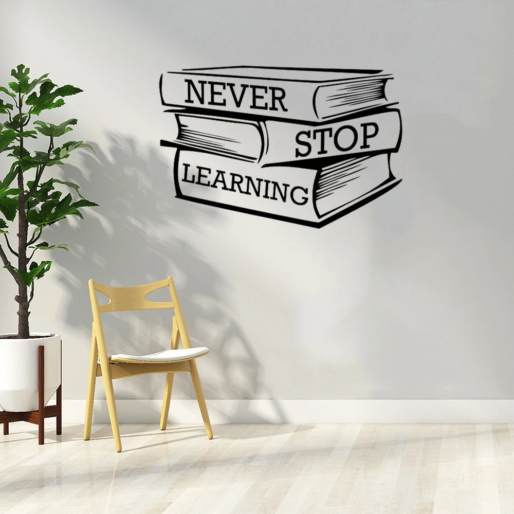 Lettering Study Books Wall Sticker Never Stop Learning Motivational Quote Wall Decal Library Classroom Decor Vinyl Mural AY1689
Lettering Study Books Wall Sticker Never Stop Learning Motivational Quote Wall Decal Library Classroom Decor Vinyl Mural AY1689