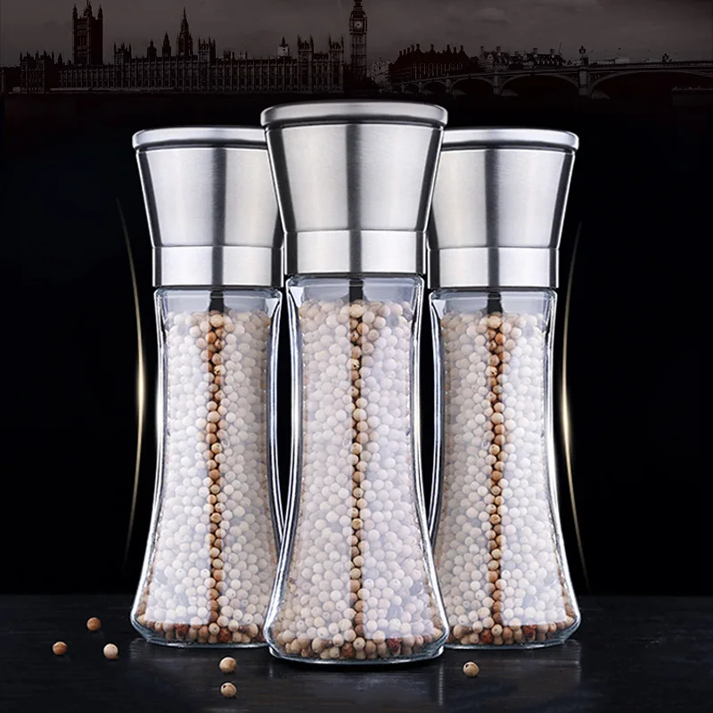1PC Fashion Stainless Steel Mill Glass Body Spice Salt and Pepper Grinder Kitchen Accessories Cooking Tool Portable
1PC Fashion Stainless Steel Mill Glass Body Spice Salt and Pepper Grinder Kitchen Accessories Cooking Tool Portable