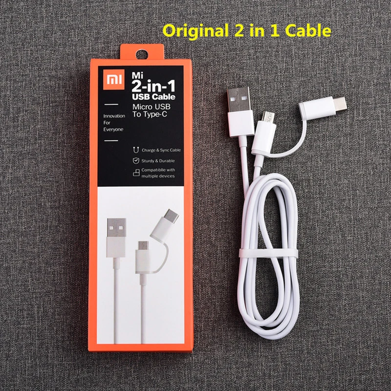 Оригинальный Xiaomi 2 в 1 кабель Тип C Micro usb для быстрой зарядки и синхронизации