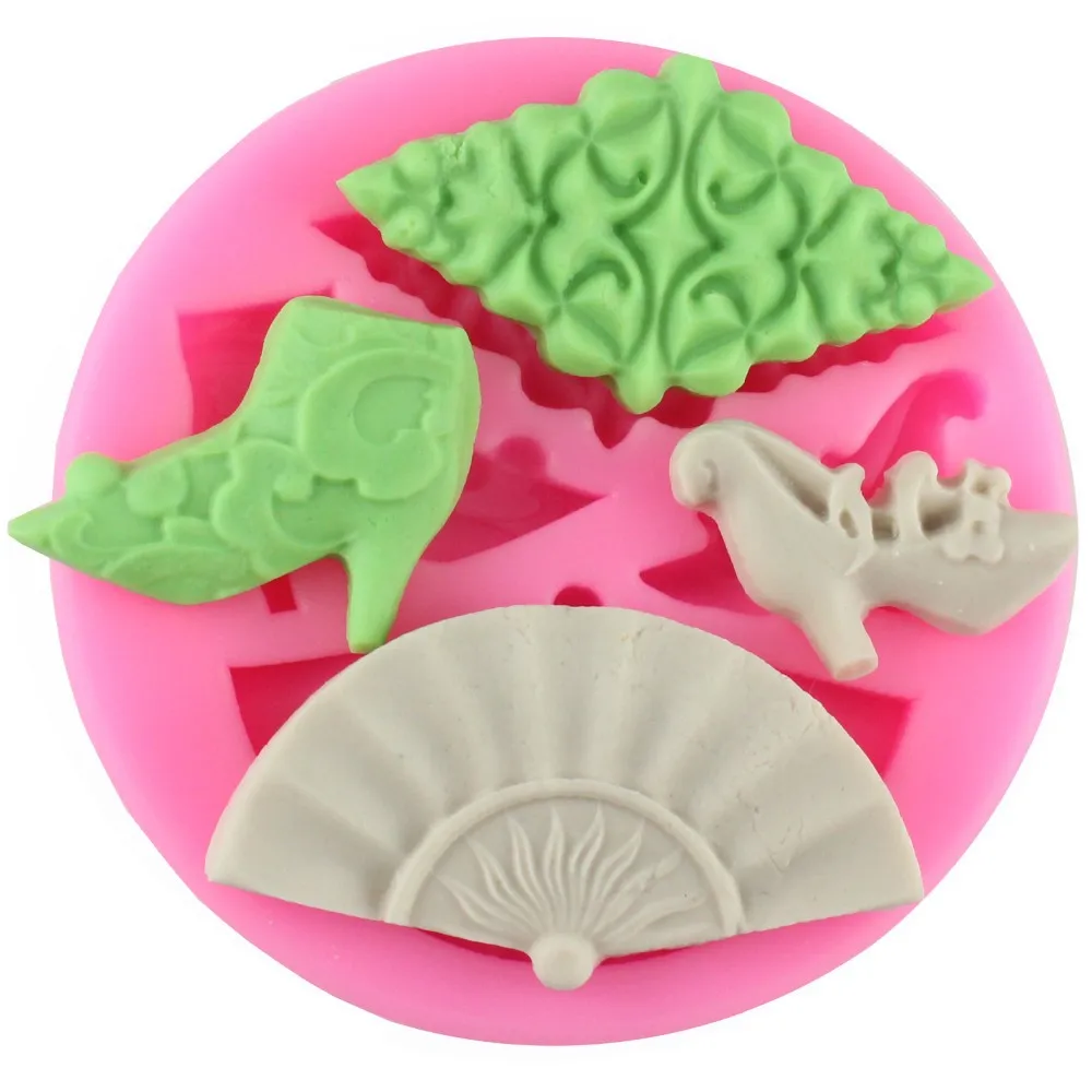 Fondant silicone mold mini fan high heels chocolate mold fondant cake decoration mold
Fondant silicone mold mini fan high heels chocolate mold fondant cake decoration mold