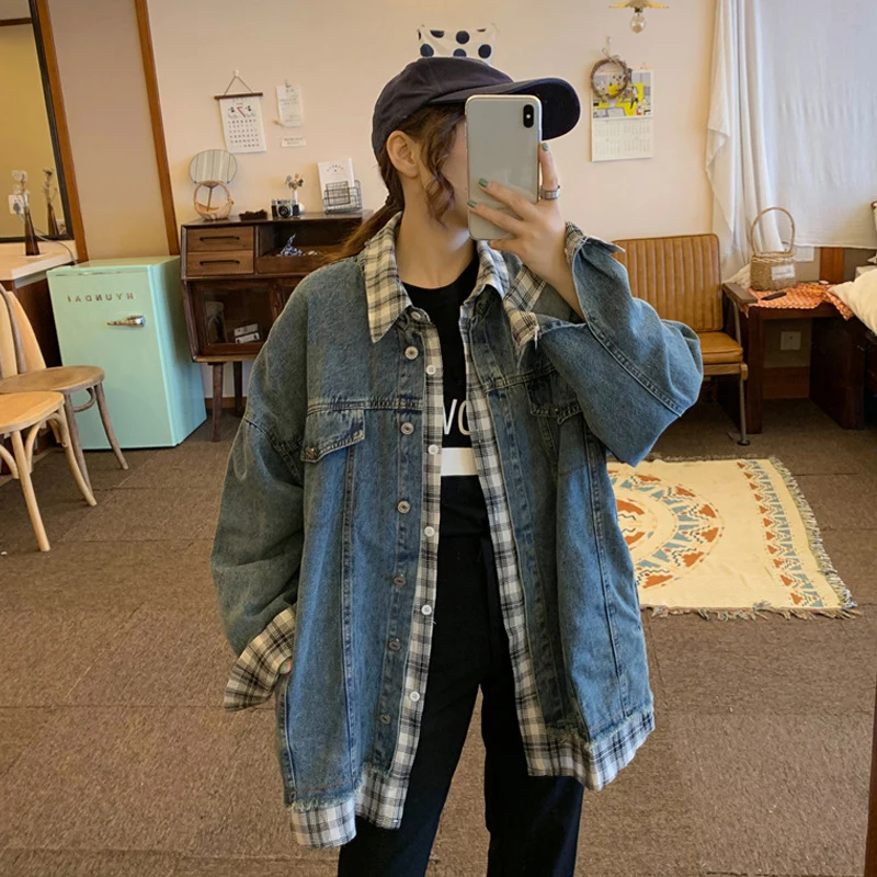 Женская джинсовая куртка с отложным воротником, свободная повседневная куртка большого размера в стиле бойфренд с длинным рукавом, новинка... 
Женская джинсовая куртка с отложным воротником, свободная повседневная куртка большого размера в стиле бойфренд с длинным рукавом, новинка...