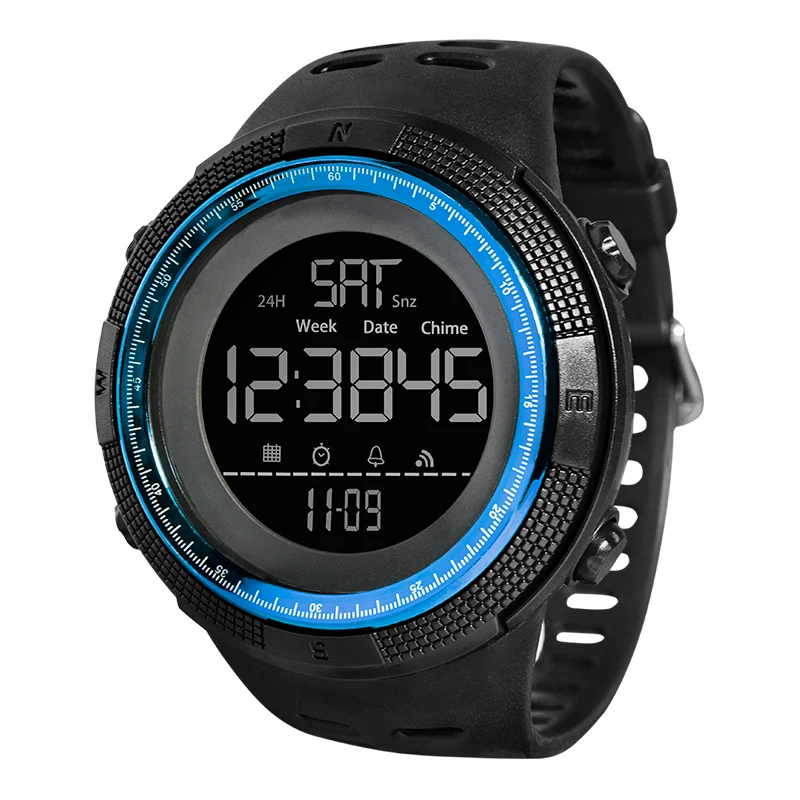 

Часы наручные мужские многофункциональные, модные водонепроницаемые цифровые для спорта на открытом воздухе, с будильником и хронографом