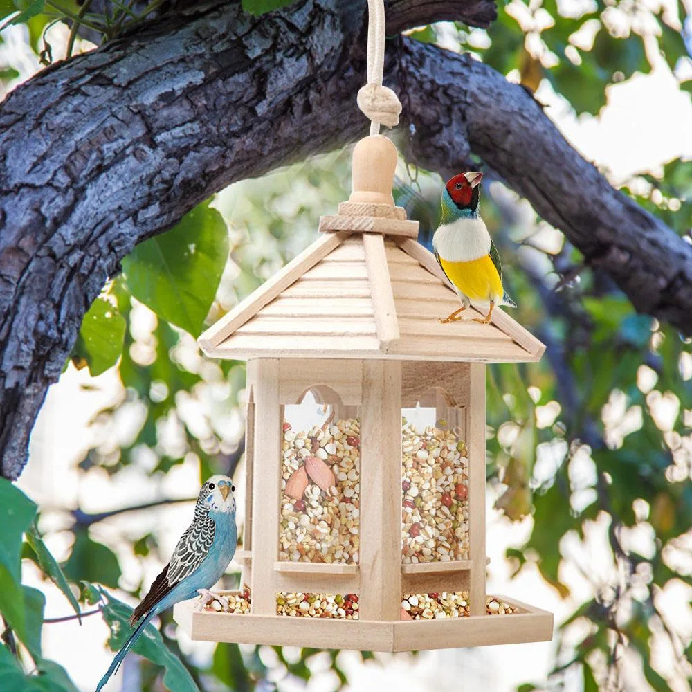 Bird Feeder Wooden Bird Feeder Hanging for Garden Yard Decoration Hexagon Shaped With Roof
Bird Feeder Wooden Bird Feeder Hanging for Garden Yard Decoration Hexagon Shaped With Roof