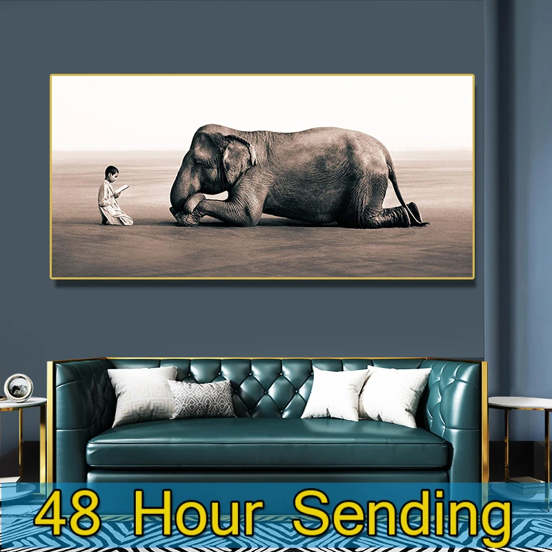 Canvas Religious Painting HD Monk preaching Pious Elephant Poster Animal Picture Living Room wall art print Decorative Paintings
Canvas Religious Painting HD Monk preaching Pious Elephant Poster Animal Picture Living Room wall art print Decorative Paintings