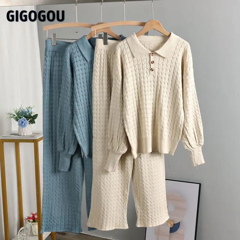 GIGOGOU Drape Wide Leg Pants Women's Tracksuits POLO Long Lantern Sleeve Women Sweater 2/Two Piece Sets Outfits Suits Outfits
GIGOGOU Drape Wide Leg Pants Women's Tracksuits POLO Long Lantern Sleeve Women Sweater 2/Two Piece Sets Outfits Suits Outfits