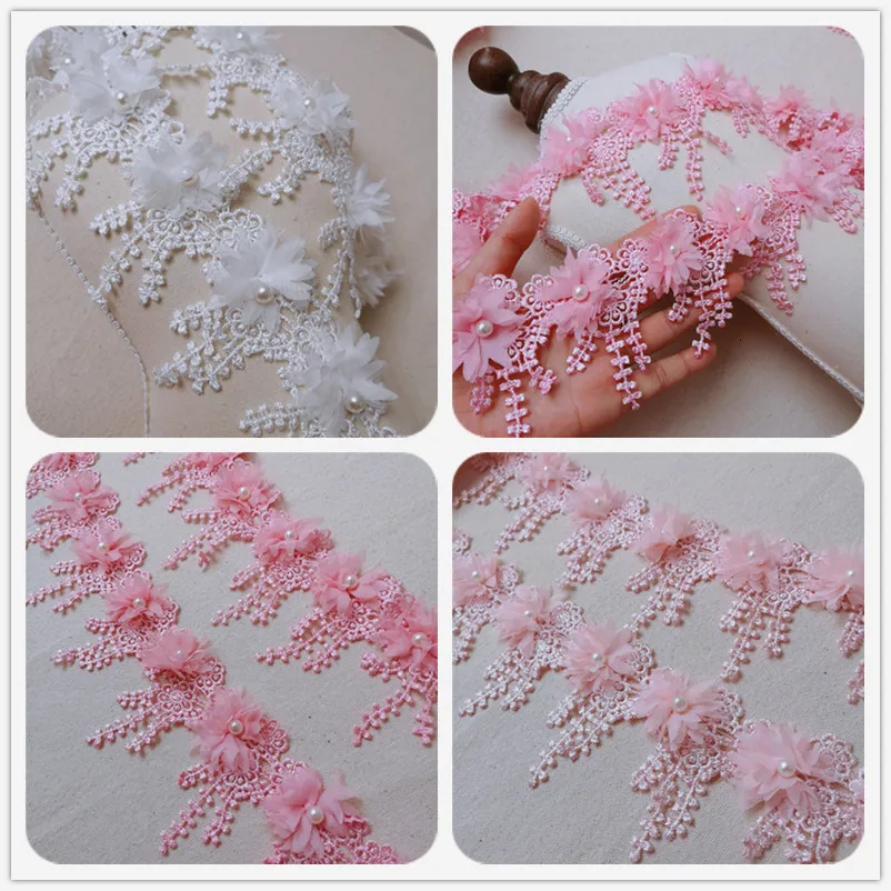 8cm Wide Trend Three-dimensional Beaded Chiffon Flower Tassel Lace Ribbon DIY Clothes Skirt Wedding Headdress Fabric Flowers 
8cm Wide Trend Three-dimensional Beaded Chiffon Flower Tassel Lace Ribbon DIY Clothes Skirt Wedding Headdress Fabric Flowers