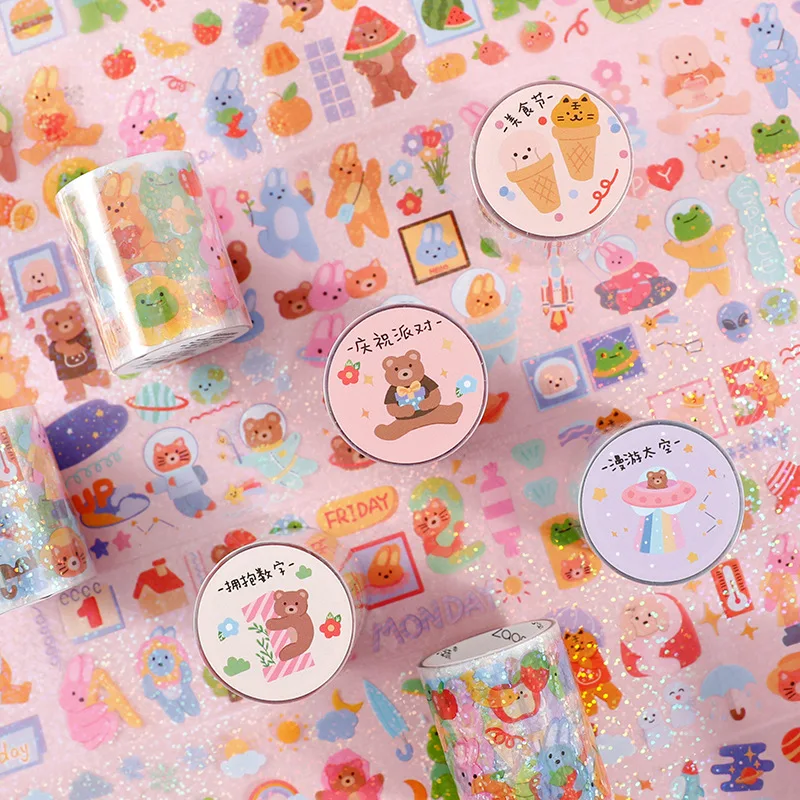 50mmx3ms Korean Washi Tape Stickers Kawaii Cute Bear Transparent Washi Tapes Diary Scrapbooking Journaling Stationery for Kids
50mmx3ms Korean Washi Tape Stickers Kawaii Cute Bear Transparent Washi Tapes Diary Scrapbooking Journaling Stationery for Kids