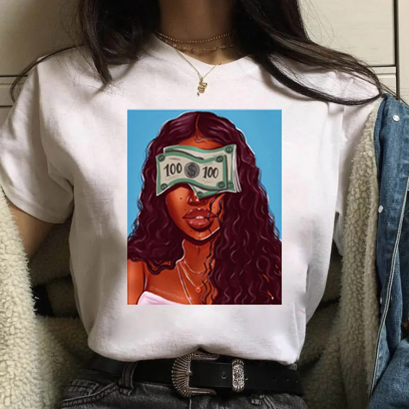 Female Summer Hot Sales Cartoon Tshirts Cool Melanin Africa Black Girls Graphic Print Women T-shirt Ladies Short Sleeve Tops Tee
Female Summer Hot Sales Cartoon Tshirts Cool Melanin Africa Black Girls Graphic Print Women T-shirt Ladies Short Sleeve Tops Tee