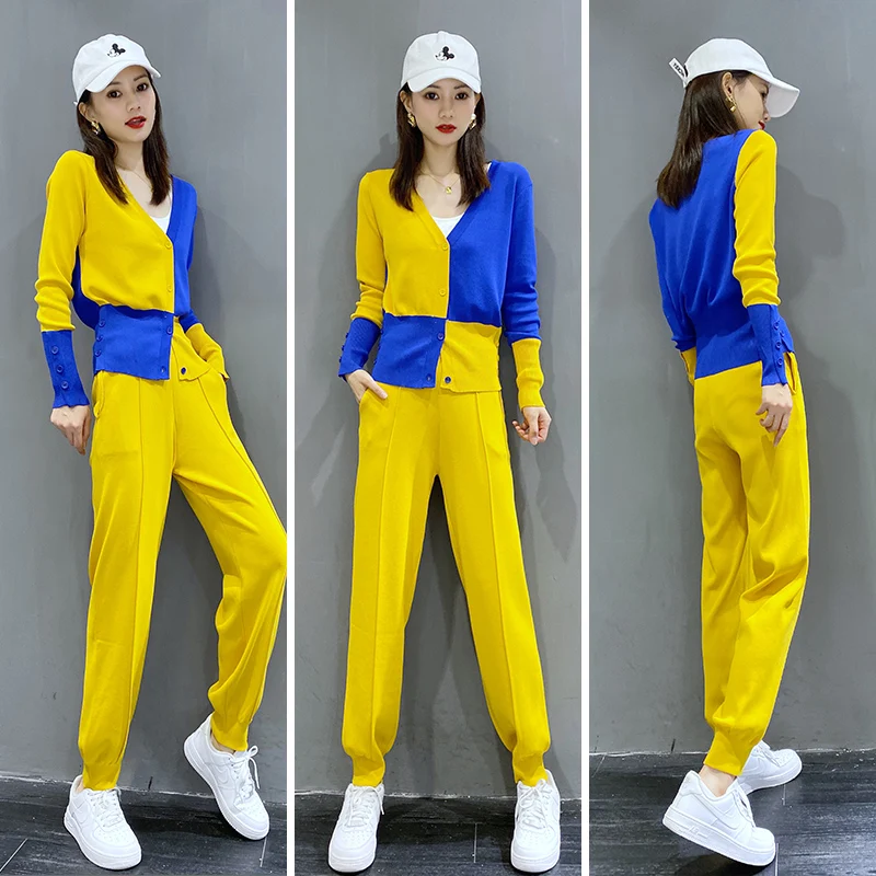 Europe Station Two Piece Set Top And Pants Contrast Knitted Suit Tracksuit Womens Matching Set Ensemble Femme Deux Pieces
Europe Station Two Piece Set Top And Pants Contrast Knitted Suit Tracksuit Womens Matching Set Ensemble Femme Deux Pieces