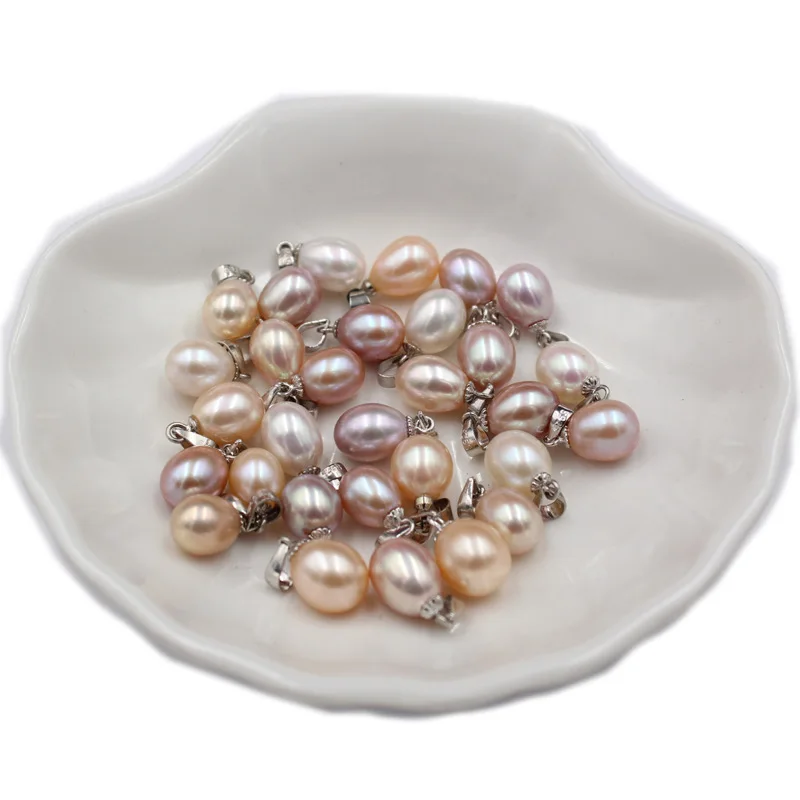 

Natural Freshwater Pearls Necklace Charm Oval Pendant About 8-10mm 2PCS For DIY Fashion Drop Earrings Jewelry Making Accessories