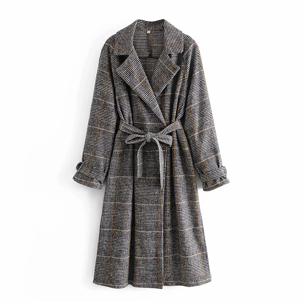 BBWM Women Plaid Long Sleeve Office Lady Trench Coat Female Vintage Streetwear Double Breasted Sashes Casual Fashion Long Top
BBWM Women Plaid Long Sleeve Office Lady Trench Coat Female Vintage Streetwear Double Breasted Sashes Casual Fashion Long Top