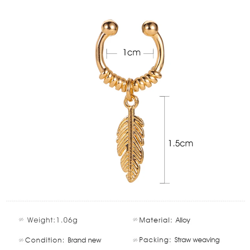 Clip-on Earrings Woman Feather Ear Cuffs Korean Style New Year Gifts Vintage Metal Gold One Ear Jewelry Cheap Wholesale Cool
Clip-on Earrings Woman Feather Ear Cuffs Korean Style New Year Gifts Vintage Metal Gold One Ear Jewelry Cheap Wholesale Cool