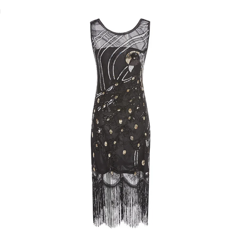 The 1920s vintage O-neck party round-necked sleeveless peacock dress and women's sequined gauze dress
The 1920s vintage O-neck party round-necked sleeveless peacock dress and women's sequined gauze dress