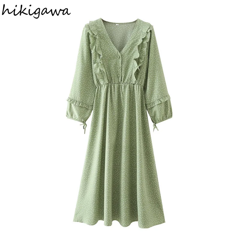 Женское плиссированное платье в горошек, с V-образным вырезом
Женское плиссированное платье в горошек, с V-образным вырезом