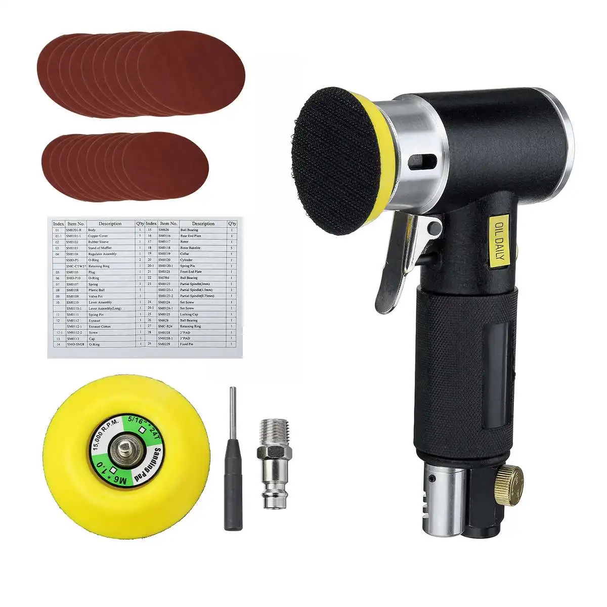 Doersupp 2"/3" 15000rpm Random Orbit Air Sander Mini Pneumatic Grinding Machine for Car Polishing Air Powered Sanding Polisher
Doersupp 2"/3" 15000rpm Random Orbit Air Sander Mini Pneumatic Grinding Machine for Car Polishing Air Powered Sanding Polisher