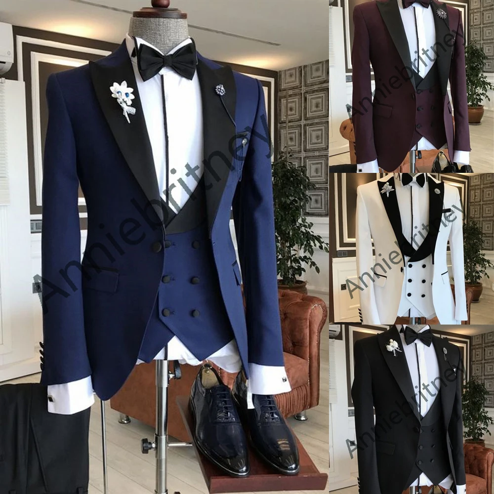 (Jacket+Pants+Vest) Handsome Blue Man Suit 3 Piece Wedding Groomsman Set Prom Bride Tuxudos Male Clothing Formal New Year
(Jacket+Pants+Vest) Handsome Blue Man Suit 3 Piece Wedding Groomsman Set Prom Bride Tuxudos Male Clothing Formal New Year
