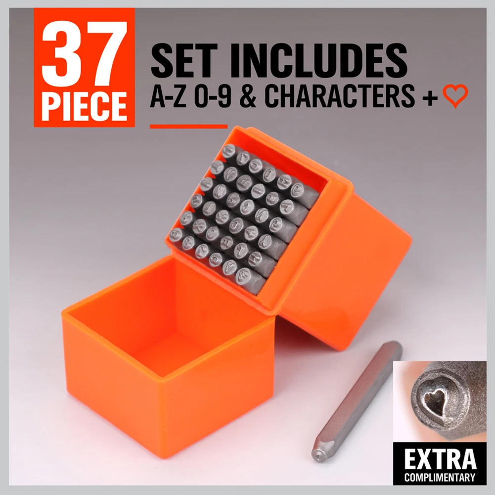 37PC Steel Die Metal Stamping Kit Punch Tools Number Letter Alphabet Stamps DIY Jewelry Gold Silver Metal Leather LOGO Stamp
37PC Steel Die Metal Stamping Kit Punch Tools Number Letter Alphabet Stamps DIY Jewelry Gold Silver Metal Leather LOGO Stamp