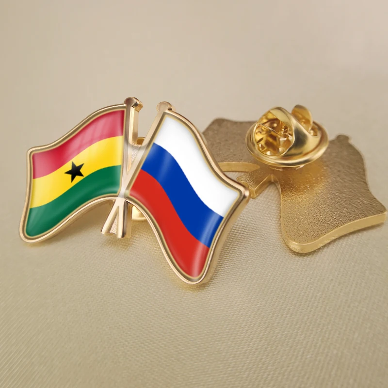 Ghana and Russian Federation Crossed Double Friendship Flags Lapel Pins Brooch Badges
Ghana and Russian Federation Crossed Double Friendship Flags Lapel Pins Brooch Badges