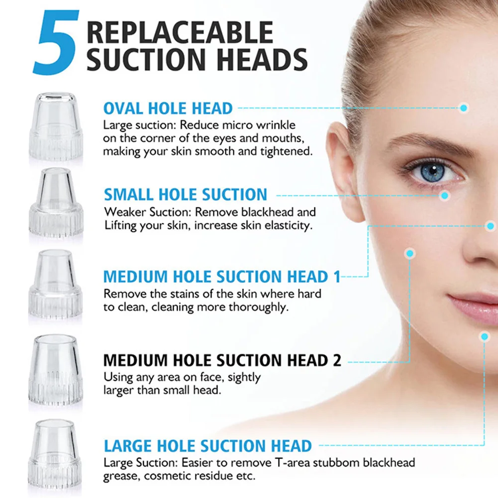Electric Vacuum Blackhead Remover Face Deep Nose Pimple Extractor Cleaner Remover Acne Suction Beauty Machine
Electric Vacuum Blackhead Remover Face Deep Nose Pimple Extractor Cleaner Remover Acne Suction Beauty Machine
