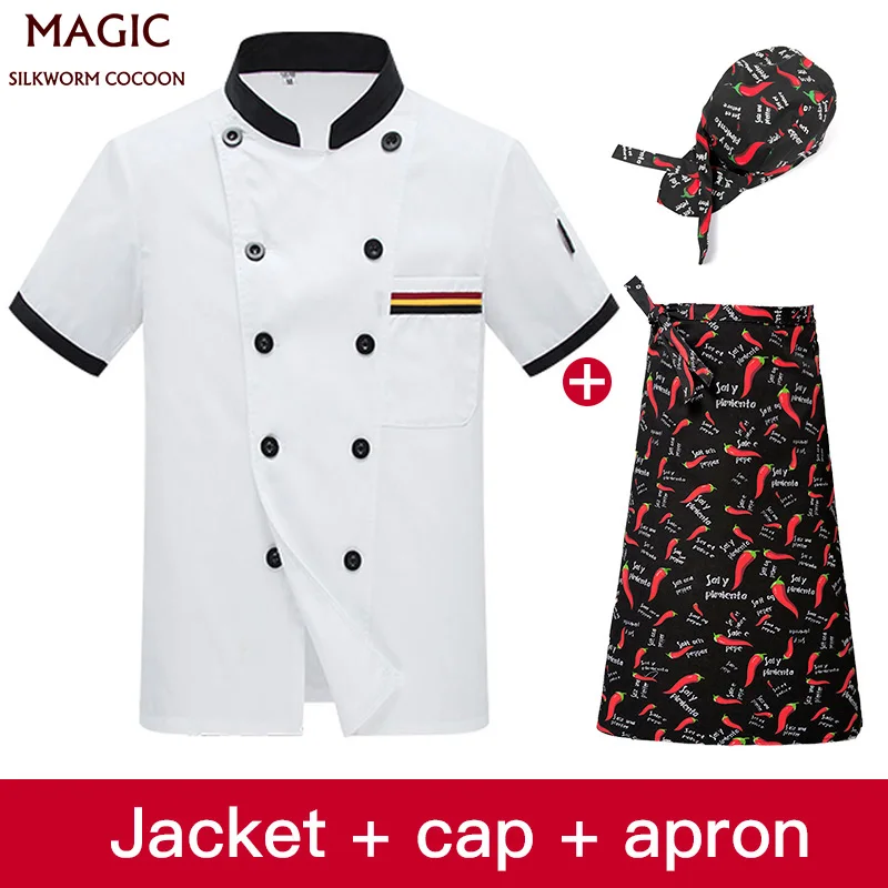 Waiter Waitress Restaurant Kitchen BBQ Hotel Canteen Work Clothes White Chef Jacket Summer Short Sleeve Chef Shirt Apron Uniform
Waiter Waitress Restaurant Kitchen BBQ Hotel Canteen Work Clothes White Chef Jacket Summer Short Sleeve Chef Shirt Apron Uniform