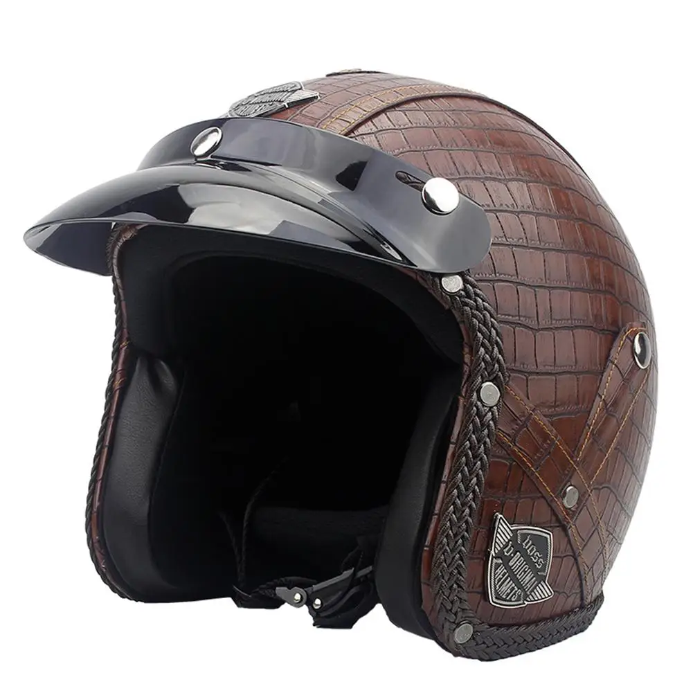 Unisex Retro Characteristic Four Seasons Universal 34 Leather Motorcycle Electromobile Helmet elegance
Unisex Retro Characteristic Four Seasons Universal 34 Leather Motorcycle Electromobile Helmet elegance