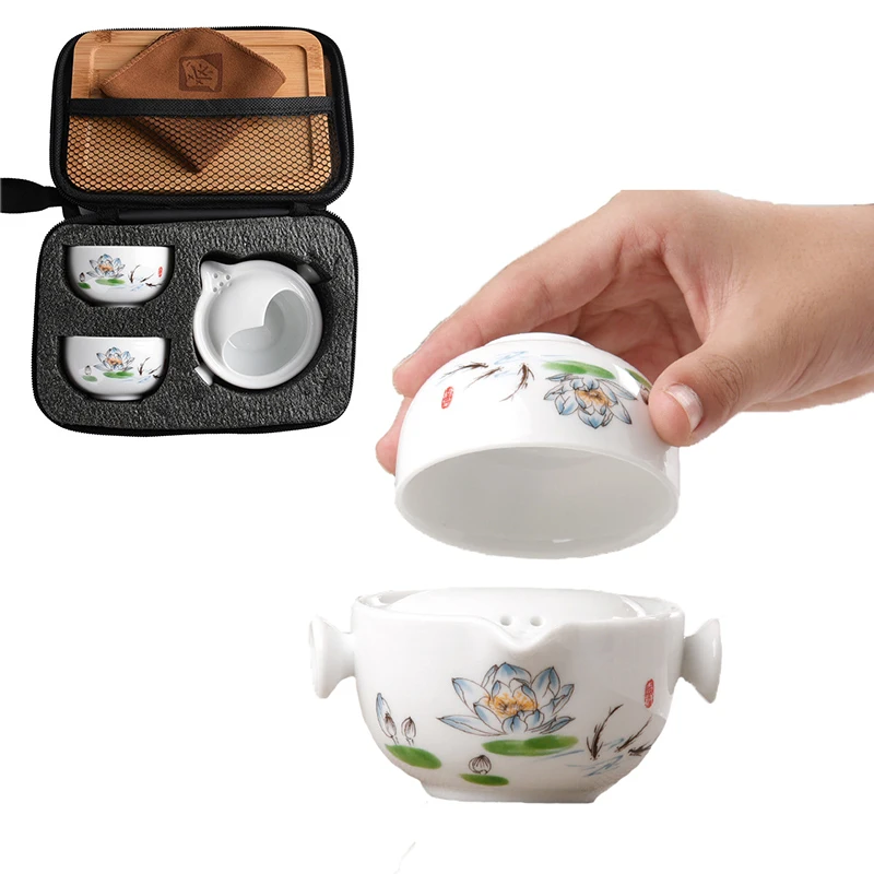 Керамические чайники gaiwan teacups китайский чайный набор портативный для