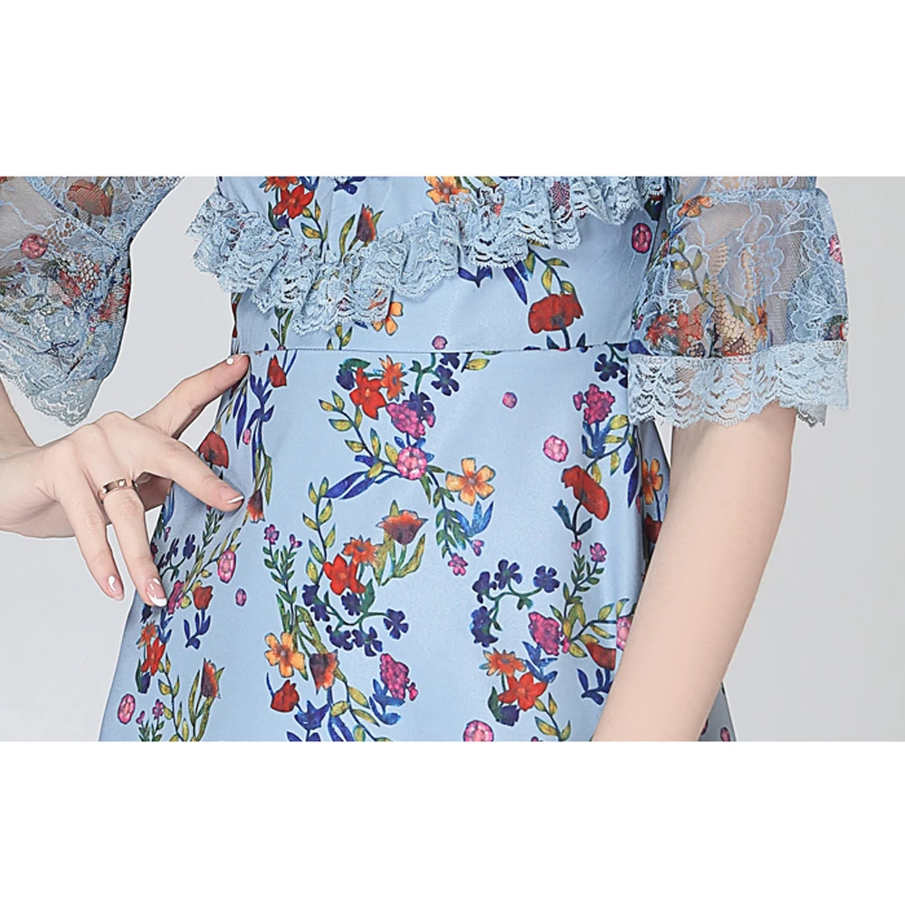 Simgent Flare Sleeve Ruffle Dress Women Stand Collar Lace Mesh Patchwork Print Mini Dresses Woman Clothing Vestidos SG15161 
Simgent Flare Sleeve Ruffle Dress Women Stand Collar Lace Mesh Patchwork Print Mini Dresses Woman Clothing Vestidos SG15161