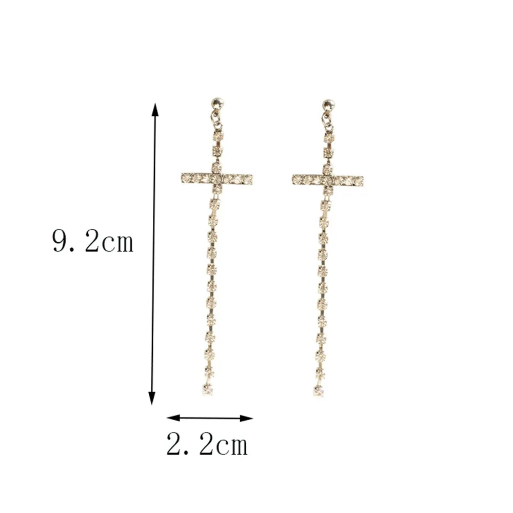 Temperament Wild Creative Cross Earrings Long Rhinestones-set Frosty Elegant Wind Tide Female Jewelry Accessories
Temperament Wild Creative Cross Earrings Long Rhinestones-set Frosty Elegant Wind Tide Female Jewelry Accessories