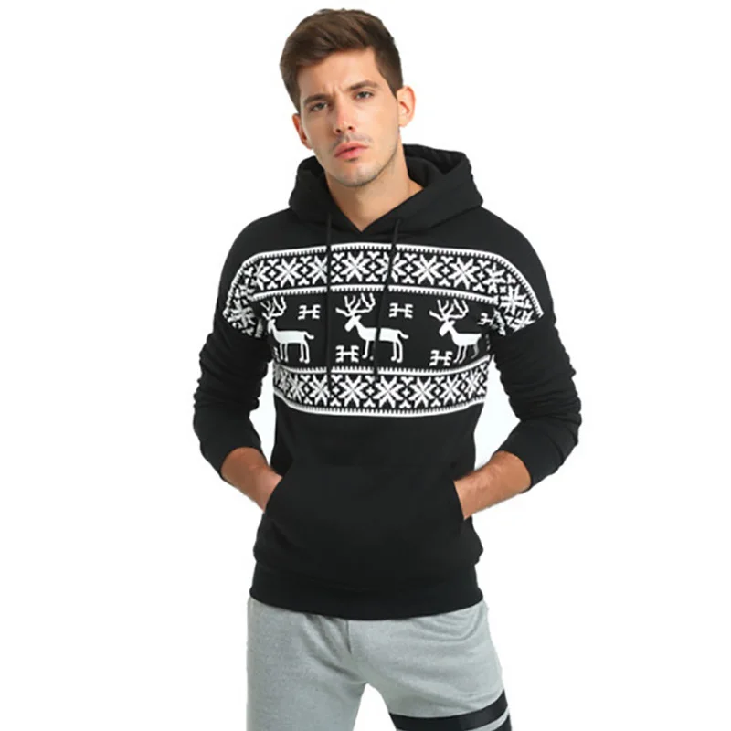 Модный пуловер с рождественским принтом снежинок зимний свитер для мужчин