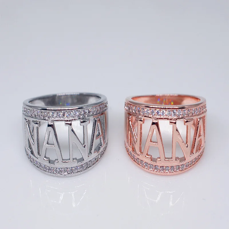 Fashion NANA Hollow Letters Women's Ring Simple Natural Alloy Crystal For Mother's Day Ring Jewelry 2022 Accessories 
Fashion NANA Hollow Letters Women's Ring Simple Natural Alloy Crystal For Mother's Day Ring Jewelry 2022 Accessories