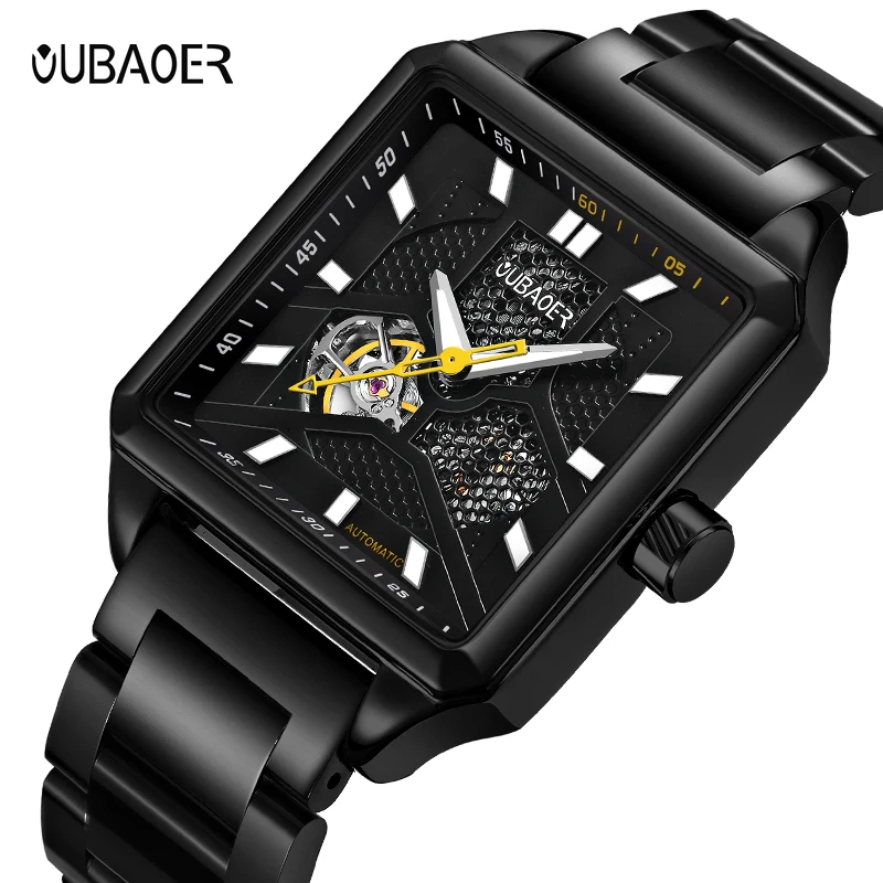 OUBAOER Creative Fashion Leather Strap Mechanical Watch Men business top brand luxury Skeleton Square Dial Mens Wristwatches Hot
OUBAOER Creative Fashion Leather Strap Mechanical Watch Men business top brand luxury Skeleton Square Dial Mens Wristwatches Hot