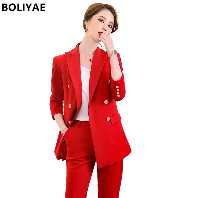 2022 костюм Boliyae, Женский блейзер, Модный повседневный офисный костюм, брюки для женщин, рабочая одежда, блейзер и брюки, комплекты из двух предметов
2022 костюм Boliyae, Женский блейзер, Модный повседневный офисный костюм, брюки для женщин, рабочая одежда, блейзер и брюки, комплекты из двух предметов