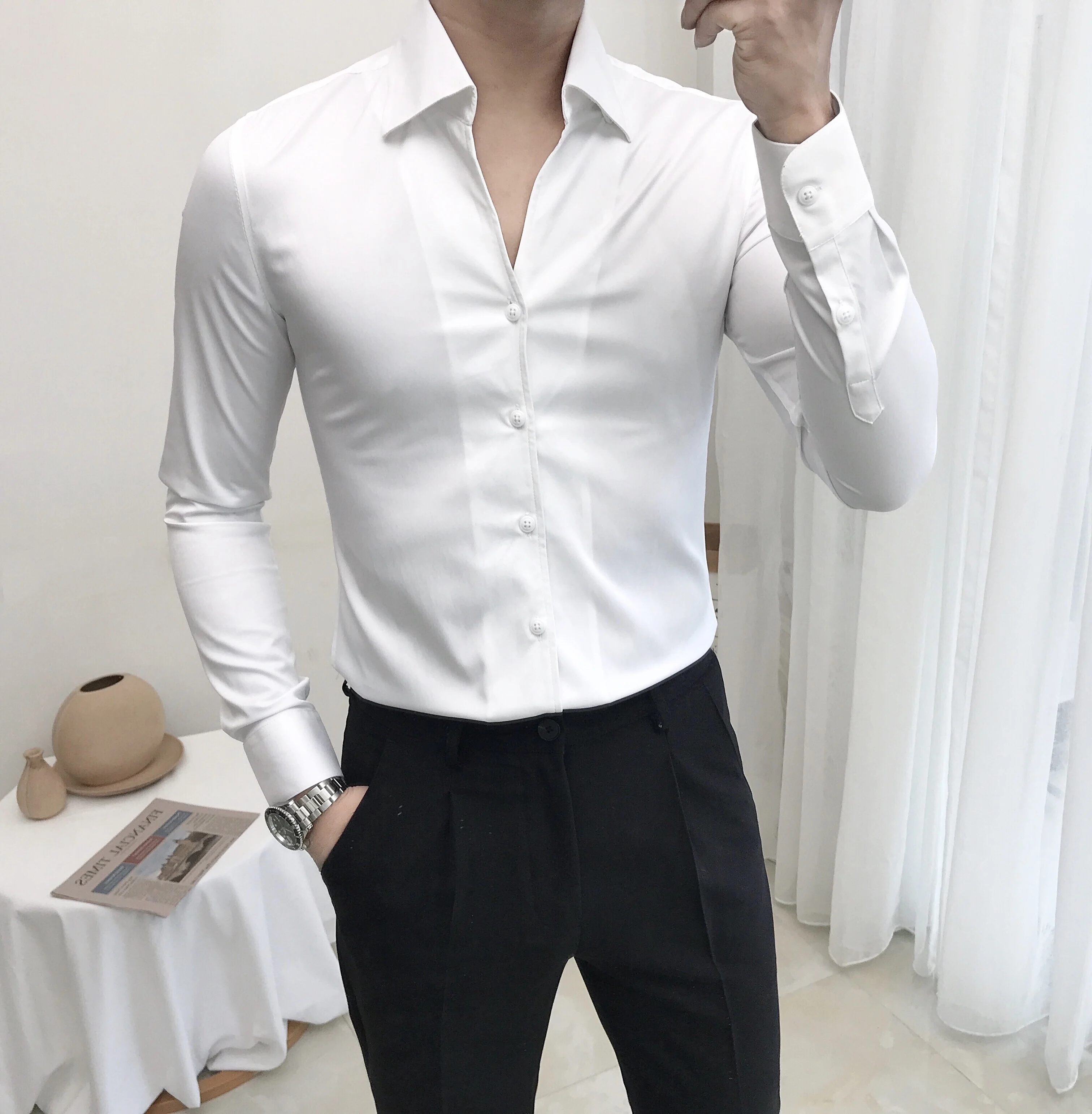 2022 Spring Autumn Formal Shirt Mens for Business Solid Social Dress Men Shirts Long Sleeve Work Office Male Slim Fit Shirts V13
2022 Spring Autumn Formal Shirt Mens for Business Solid Social Dress Men Shirts Long Sleeve Work Office Male Slim Fit Shirts V13