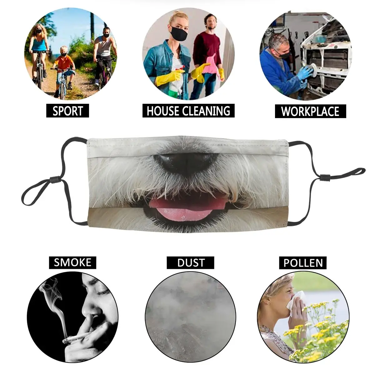 Bichon Frise Puppy Smile Reusable Mouth Face Mask Dog Anti Haze Dustproof Protection Cover Respirator Mouth Muffle 
Bichon Frise Puppy Smile Reusable Mouth Face Mask Dog Anti Haze Dustproof Protection Cover Respirator Mouth Muffle