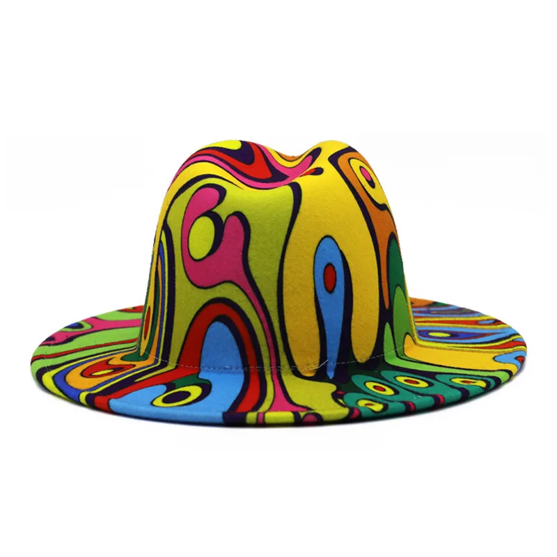 Hot Style Unisex Fedora Hat Felt Fashion Cap Tie Dyed Lady Bowler Hats British Style Spring Fedoras Panama Caps
Hot Style Unisex Fedora Hat Felt Fashion Cap Tie Dyed Lady Bowler Hats British Style Spring Fedoras Panama Caps