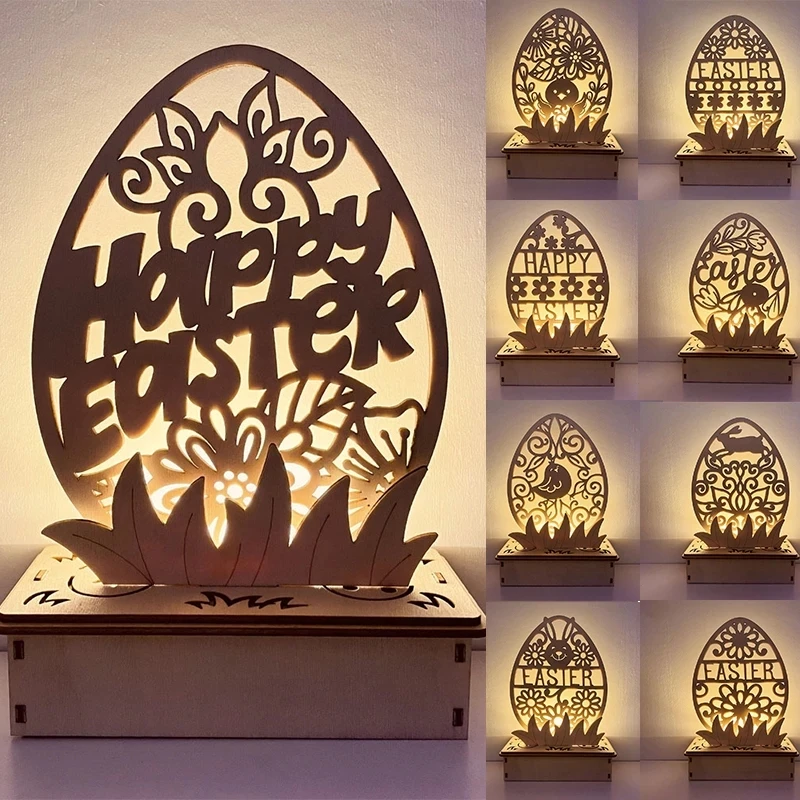 Easter Rabbit Egg Wooden Pendant Glowing LED Warm Lights Desktop Ornament Wood Craft Kids gifts Happy Easter Decoration For Home
Easter Rabbit Egg Wooden Pendant Glowing LED Warm Lights Desktop Ornament Wood Craft Kids gifts Happy Easter Decoration For Home