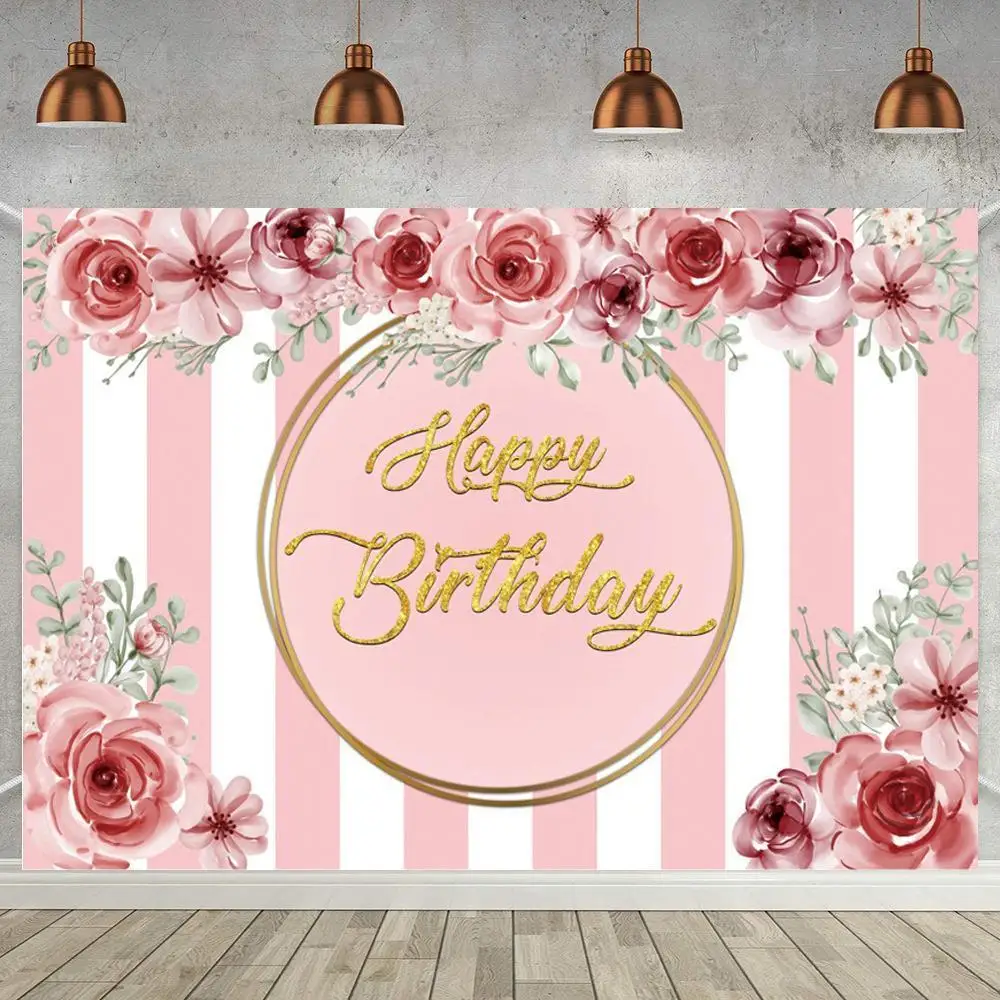 White Pink Striped Sweet 15 16 Girl Happy Birthday Backdrop Rose Flowers Women Birthday Party Banner Decor Background For Photo
White Pink Striped Sweet 15 16 Girl Happy Birthday Backdrop Rose Flowers Women Birthday Party Banner Decor Background For Photo