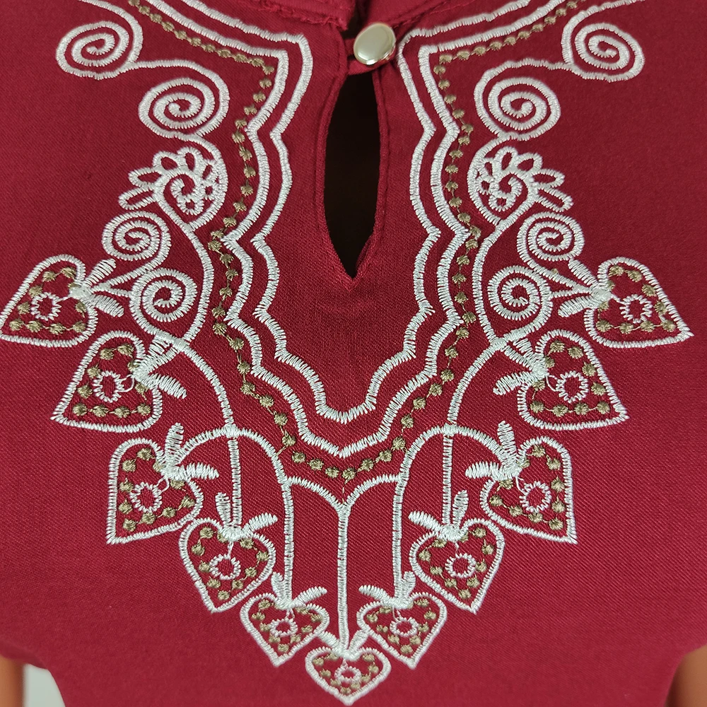 African clothing Slim Short Sleeve Embroidery African Dresses for Women Sexy Slit Knee-Length Dress 
African clothing Slim Short Sleeve Embroidery African Dresses for Women Sexy Slit Knee-Length Dress