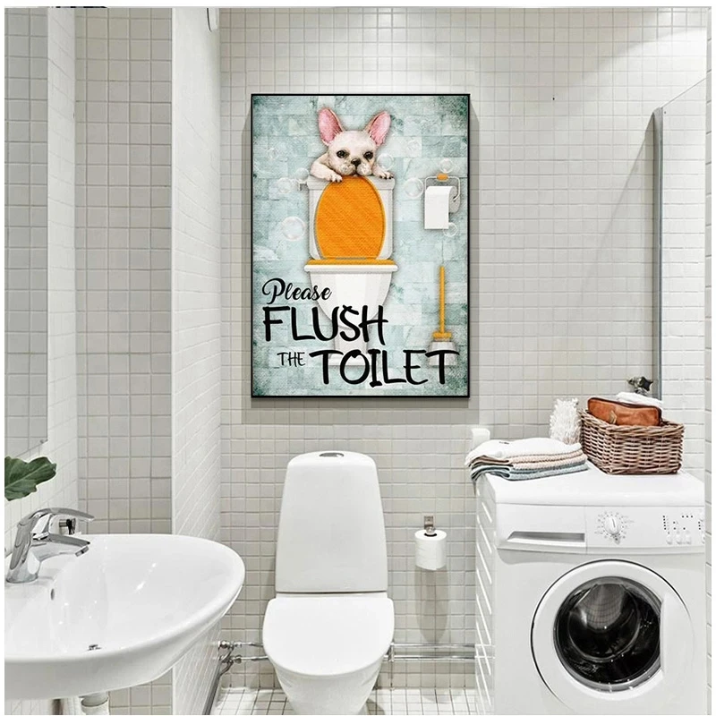 Toilet Poster Dog Reading Newspaper Canvas Painting Prints Modern Nordic Animal Wall Art Picture For Bathroom Toilet Decoration
Toilet Poster Dog Reading Newspaper Canvas Painting Prints Modern Nordic Animal Wall Art Picture For Bathroom Toilet Decoration