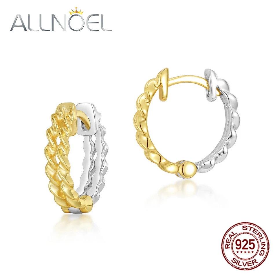 ALLNOEL 925 Sterling Silver Hoop Earrings for Women Two Gold Plated Hollow Statement Small Circle Simple Style Fine Jewely
ALLNOEL 925 Sterling Silver Hoop Earrings for Women Two Gold Plated Hollow Statement Small Circle Simple Style Fine Jewely